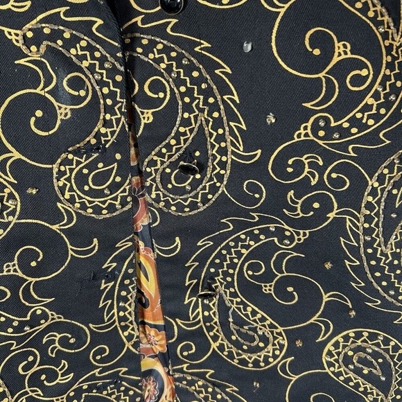 Riccio Essentials Black Gold Paisley Button Front Women's‎ Jacket Size Large - Picture 7 of 16